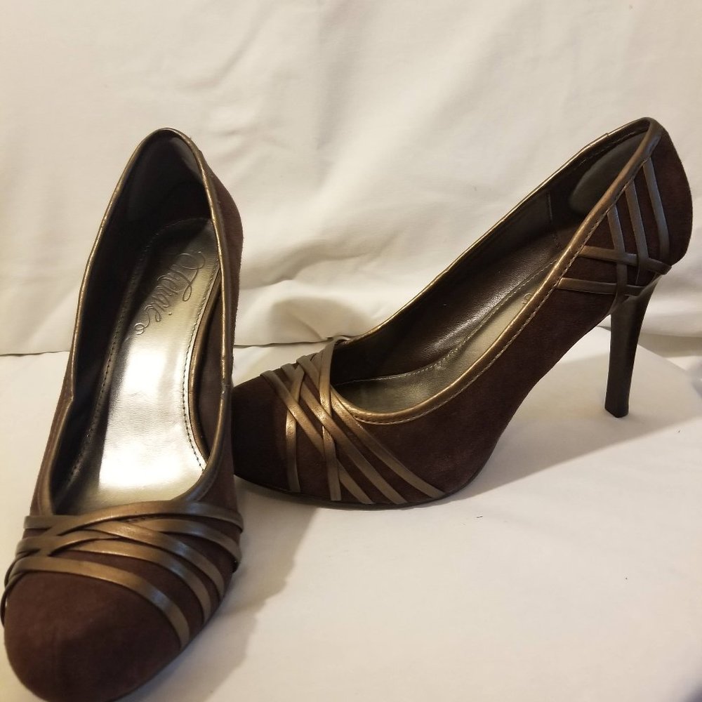 Gold and Brown Fergie Heels | US Size 9.5